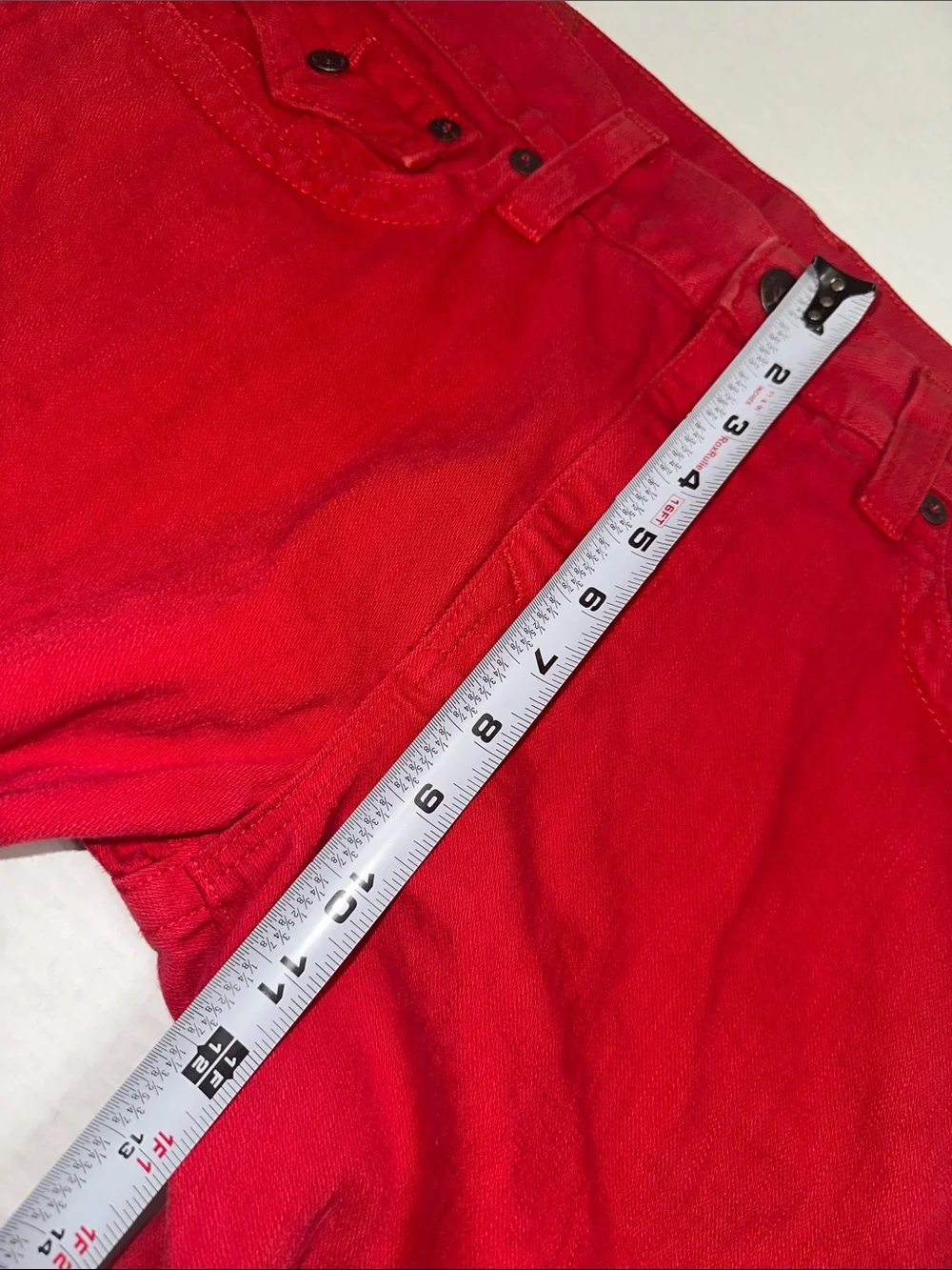 True Religion Red RickyJeans Relaxed Straight Denim Mens Size 34 Cotton